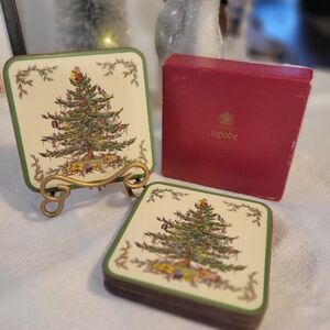Spode Vintage Christmas Tree Coaster Set
